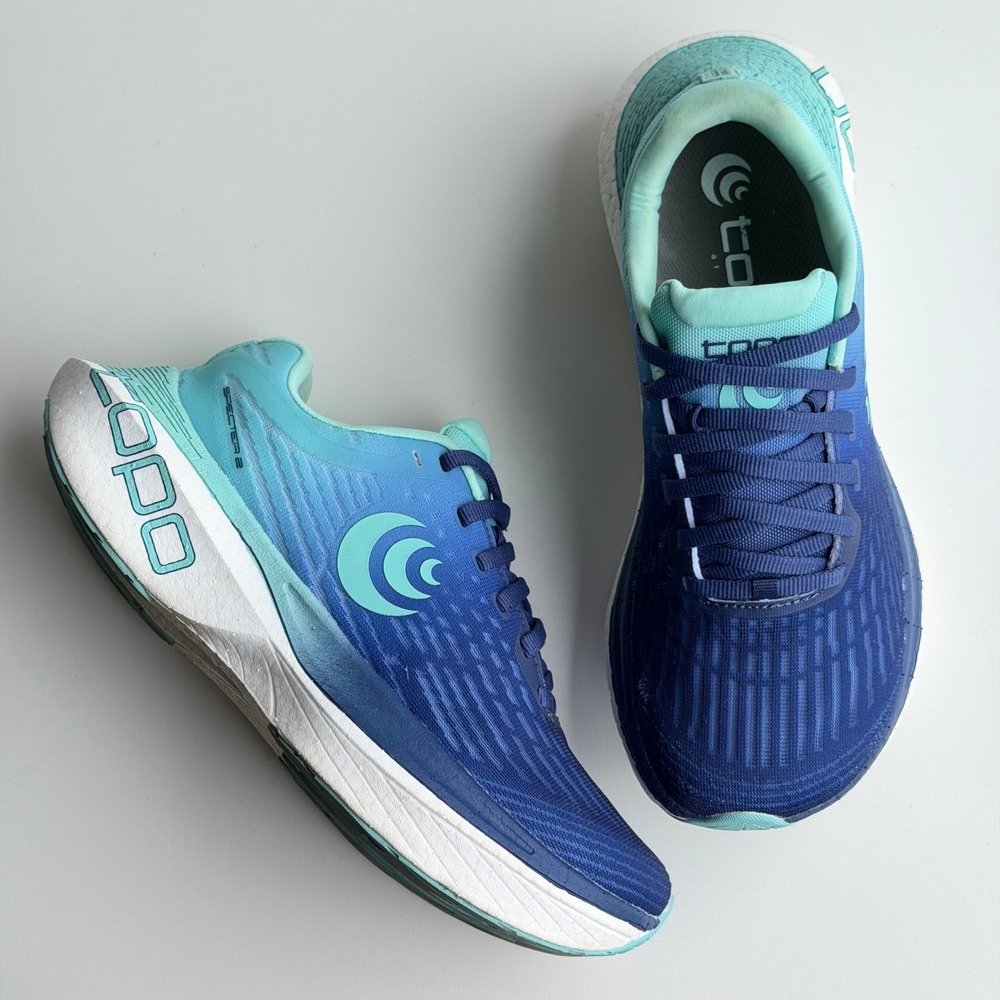 Topo Athletic Specter 2 Running Shoes Women 8.5 Blue Blue Road Athletic Pebax